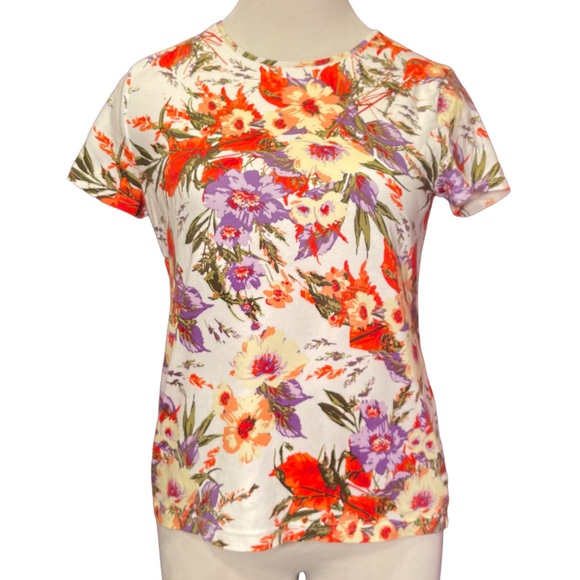 Floral Print Short Sleeve Cotton Top - Picture 1 of 6